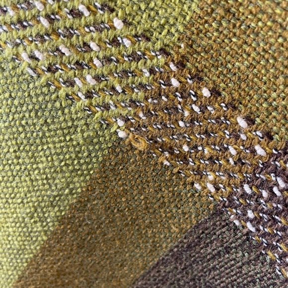 Churchill Hand Woven Green Brown Cream Colored Scarf Wrap Wool Woven Throw - Picture 6 of 6